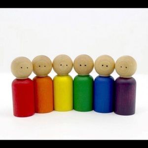 Rainbow Wooden Peg People Set